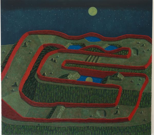 Jonathan Ryan, Emerald Mesa, 2022. Oil and send on canvas. Cm 160x130