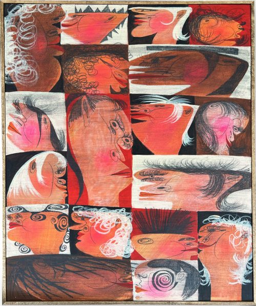 Kevin Sabo, Groupchat III, 2025  Acrylic and graphyte on canvas. Cm 45x61 / 18x24 inches