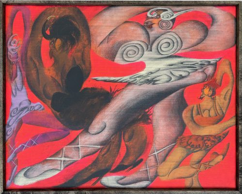 Kevin Sabo, Swan Lake or Something, 2025  Acrylic and graphyte on canvas. Cm 40x50 / 16x20 inches