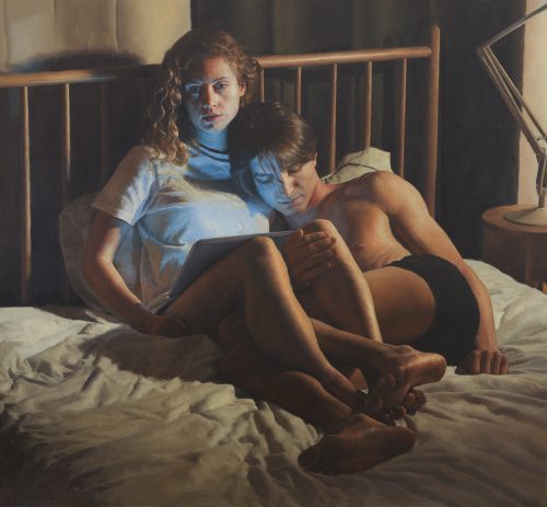 Aidan Barker-Hill - Premonition, 2024  Oil on paper, 27,5x26 inches / 70x66 cm